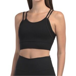 90 Degree By Reflex Black Strappy Sports Bra
